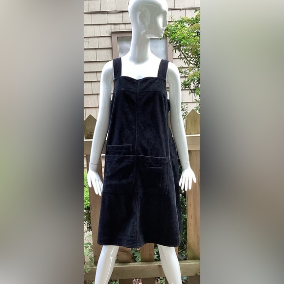 McVerdi black cotton  corduroy pinafore dress lg - Picture 6 of 15